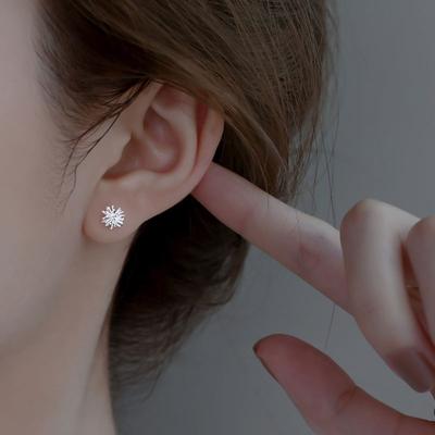 S925 Sterling Silver Ear-Caring Dandelion Ear Studs Sleeping No Need To Take Off Earrings Petite Earrings