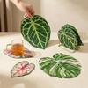 Acrylic Monstera Leaf Coaster Tropical Green Plant Cup Mats Anti-Slip Cup Holders Countertop Protector Kitchen Drink Coasters