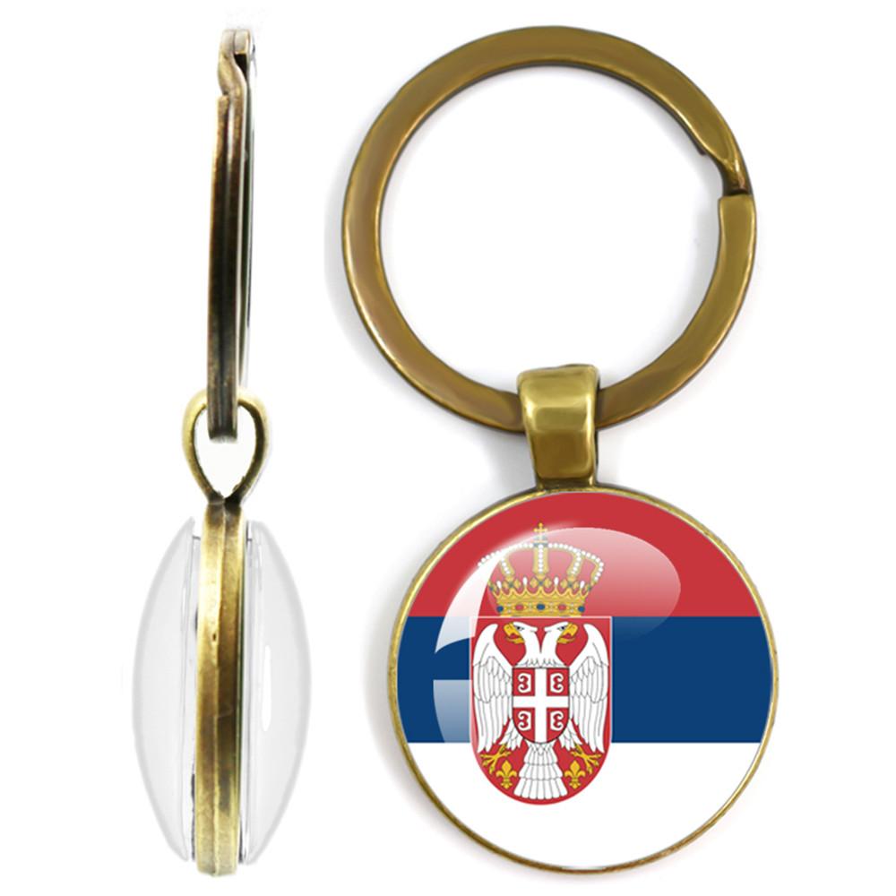 National Flag Double-Sided Keychain Korea, Serbia, Russia, Slovenia, Argentina, The United States,Turkey, Spain,Dominica Keyring