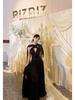 Elegant 2025 French Hepburn-Style Black Backless Ribbon Gown