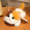 16cm Cute Simulated Lying Cat Plush Keychain Soft Stuffed Animal White Black Kitten Pendant Doll Kids Birthday Gift