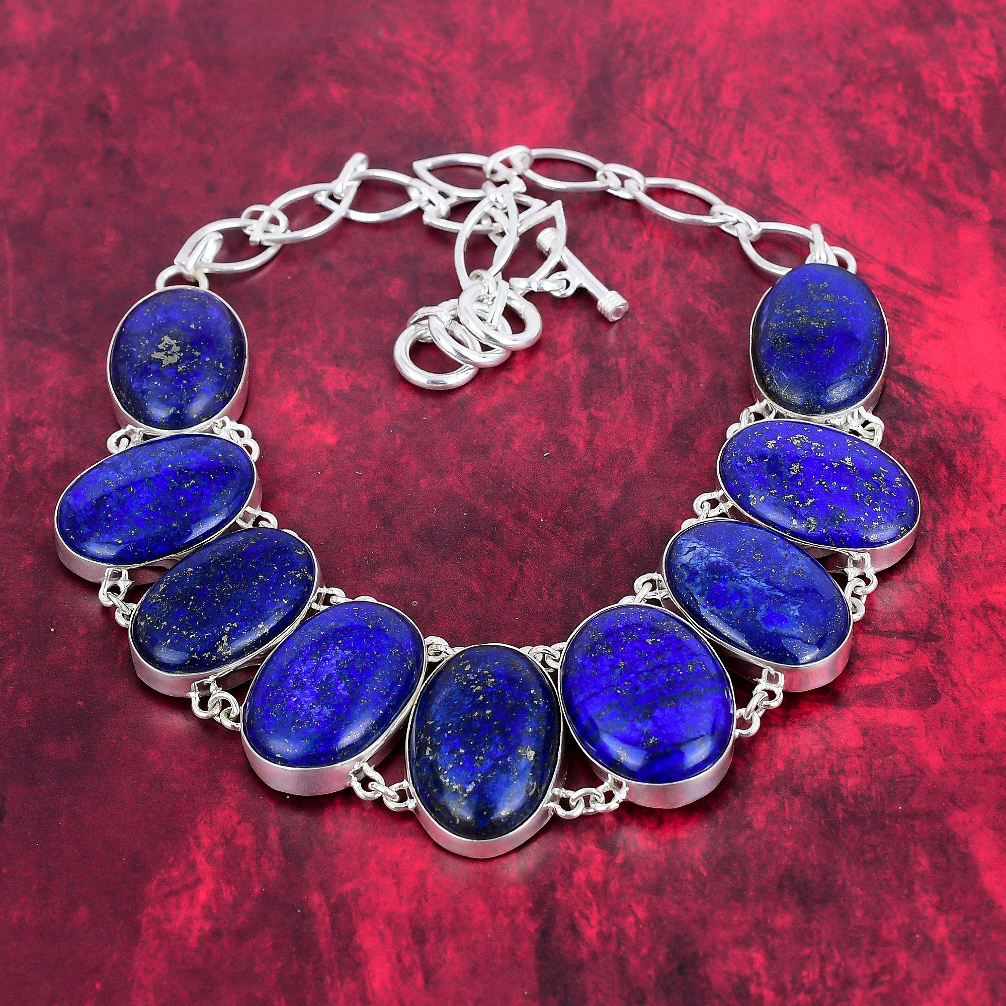 

Ожерелье из лазурита Ювелирные изделия ручной работы, ожерелье из стерлингового серебра 925 пробы, регулируемое ожерелье-цепочка Античное ожерелье из драгоценных камней для подарка Adjustable with 18 inches синий