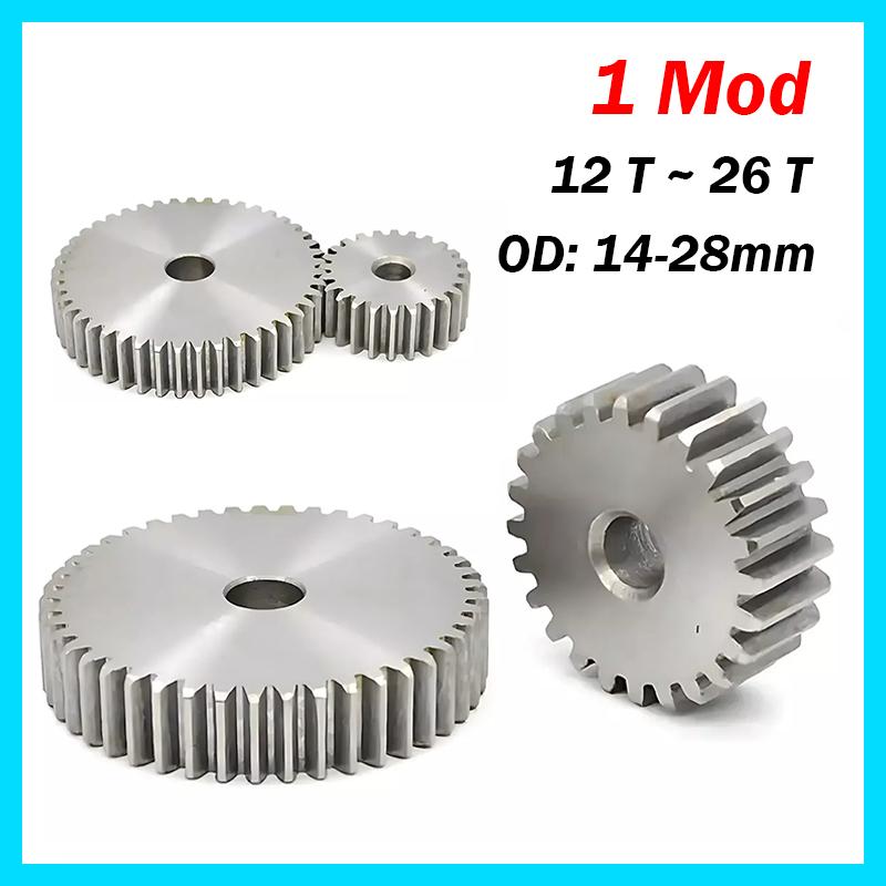 

1Pcs 1 Mod Spur Gears 45# Steel Thickness: 10mm Transmission Gear For CNC 12 13 14 15 16 17 18 19 20 21 22 23 24 25 26 Teeth 1M-14T