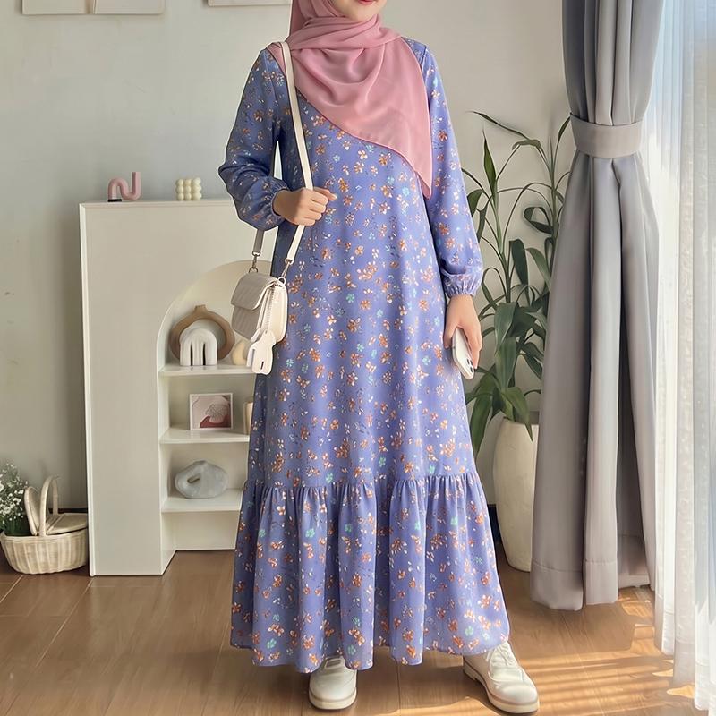 ZANZEA Vestito da Donna Casual Girocollo Ampio Manica Lunga Stampa Floreale