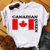 Dzień Kanady Nadruk Flagi Liścia Klonowego Damski T-shirt Krótki Rękaw Okrągły Dekolt Luźny Damski T-shirt Damski T-shirt Top Camisetas Mujer