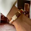 Geometric Striped Vintage Coffee Brown Enamel Wide Cuff Bracelet Open Bracelet  Daily Party