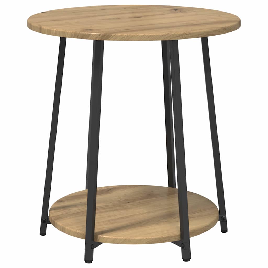 Side Table Set with Shelf 2 Pcs Artisan Oak and Black Brown