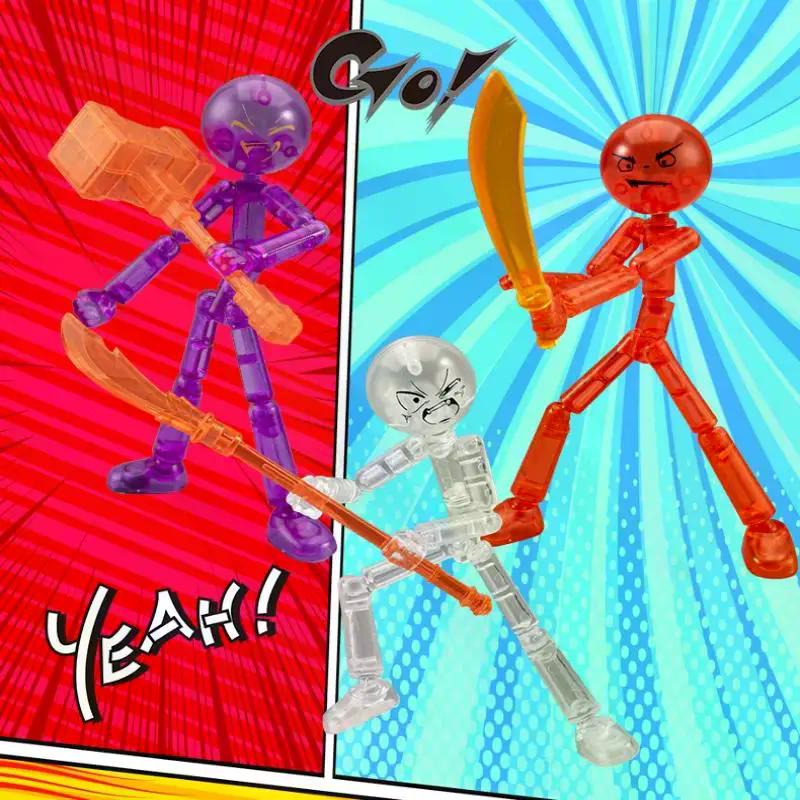 1 Set Novelty Action Figure Stickman Assembled Robot Movable 3D Printing Mannequin Multi-Jointed Stickman Toy