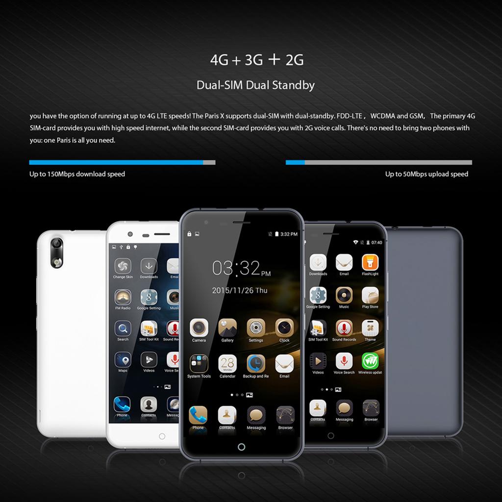 4G FDD LTE 3G WCDMA Smartphone MTK6735 5.0  IPS Screen 2GB RAM 16GB ROM 5MP 8MP Dual Cameras Touch Sensor