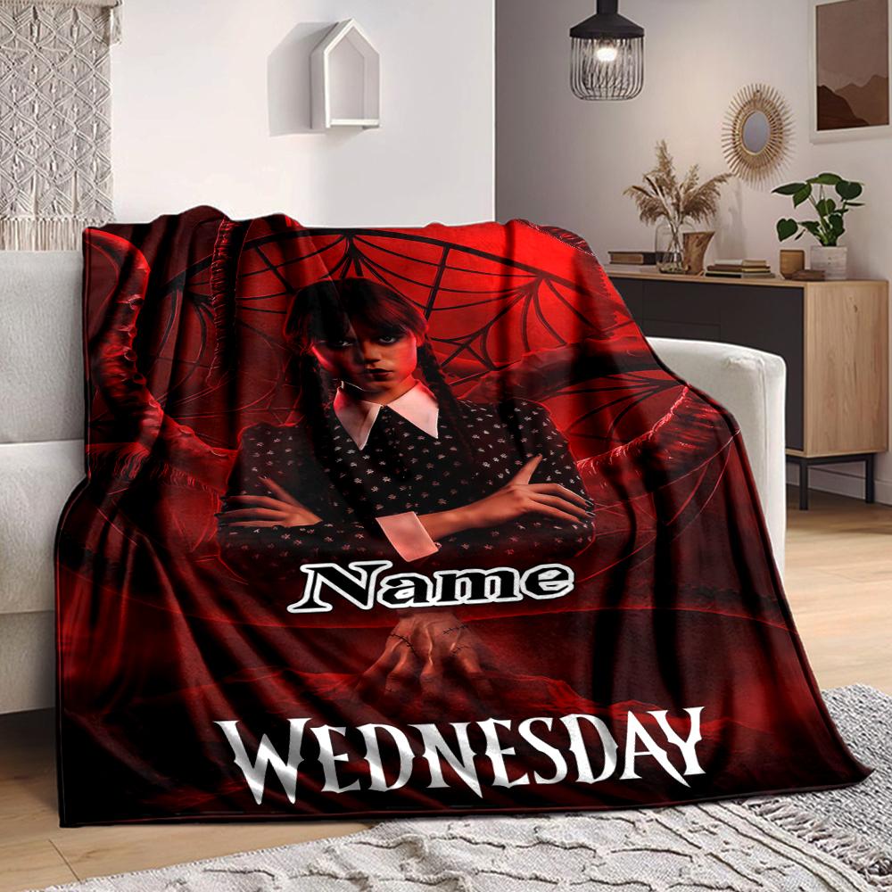 Custom 1pc Wednesday's Dark Adventure Blanket, Soft And Comfortable Blanket, Casual Warm, Camping Travel Blanket, Birthday Gift Q912196