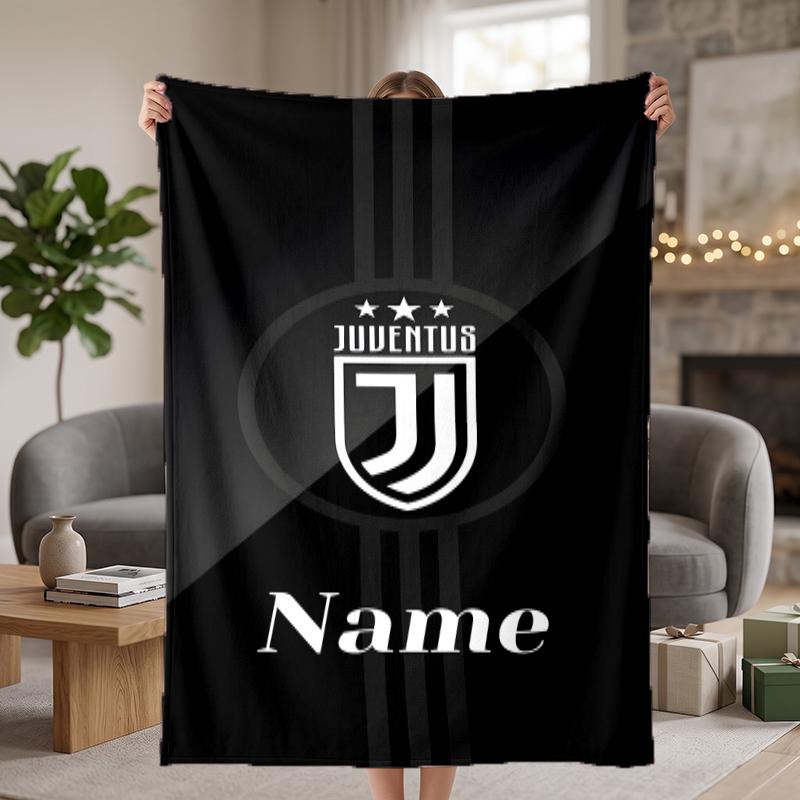 Juventus FC Benutzerdefinierte Flanelldecken Weich Warm Gemütlich Überwürfe für Wohnkultur Feiertagsgeschenke