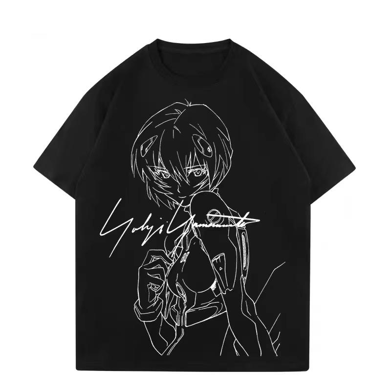 

Anime EVA Lingboli Asuka Pattern Printed Cotton T-shirt For Men And Women Loose Short Sleeve Fashion Casual T-shirt Top S