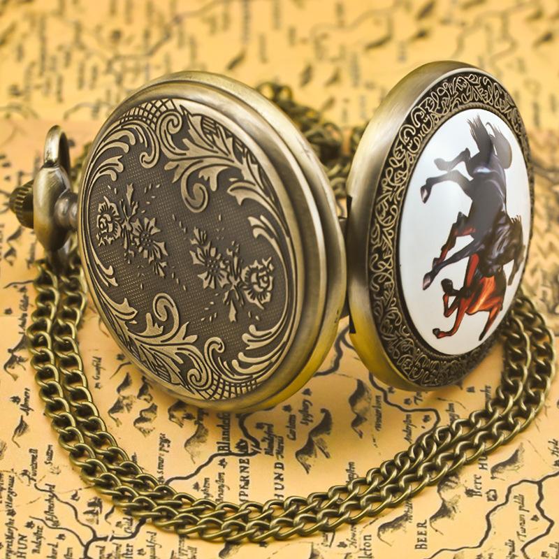Classic Western Riding Cowboy Horse Quartz Pocket Watch Retro Men's Women's Necklace Pendant Gift