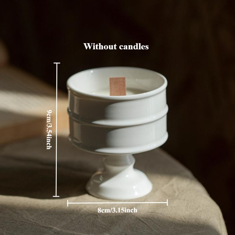Ceramic High Footed Candle Holder Candle Empty Cup Retro and Simple Soy Wax Container Decoration Aromatherapy Ornament