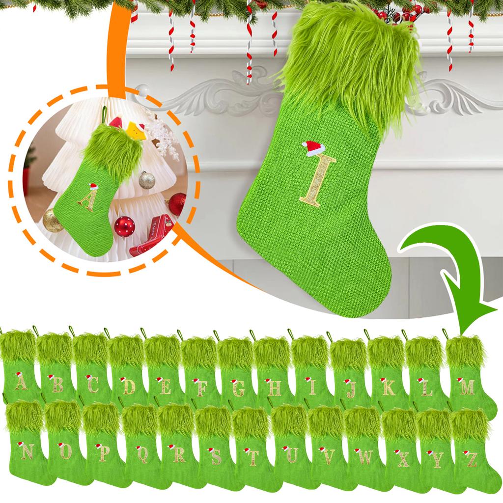 Christmas Green Knitting Stocking Merry Christmas Decor For Home 2025 Xmas Ornaments Decor Navidad Noel Kerst New Year Gift 2025