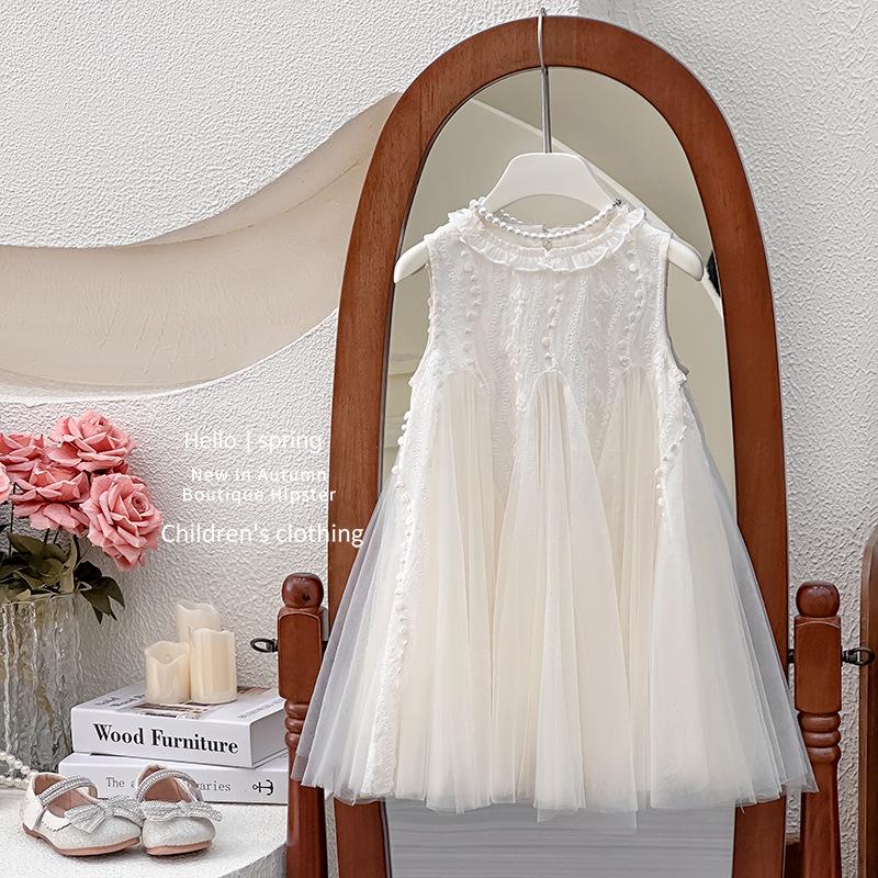 Sommer-Prinzessinenkleid für Mädchen 2025: Ärmelloses Mesh Geburtstagsoutfit