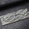 Unisex Full Frame Pure Titanium Eyeglasses with Acetate Oval Eyebrow Line
