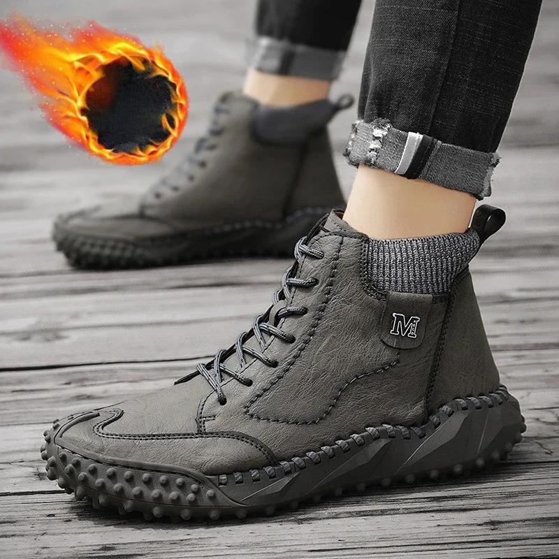 Men Boots  New Cotton Sneakers Sport Shoes Retro Lace Up Footwear Mans Non-slip Tool Boots Trend Zapatillas Hombre