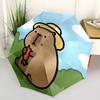1pc Cute Capybara Automatic Folding Umbrella, Portable Collapsible Design, 8-Rib Iron Frame, Outdoor Accessory Yy250905065