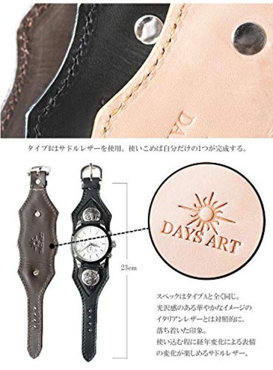 DaysArt Chronograph Genuine Leather Saddle Leather Bracelet DA Water Luminous Comes with Box Men's Watch, (Italian Leather), Watch, Concho, Resistant,