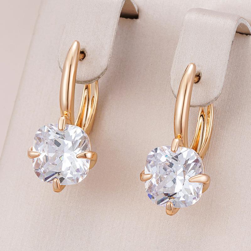 Kienl New Simple Square Natural Zircon Earring For Women  Rose Gold Color Vintage Big Drop Earring High Quality Daily Jewelry