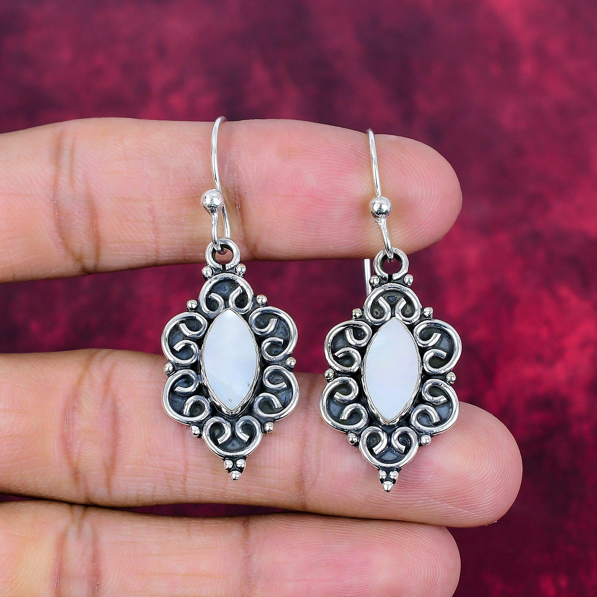 

Серьги из перламутра, 925 пробы цельного серебра серьги ручной работы с драгоценными камнями, подарки для жены абсолютно новые серьги 1.85 Inches