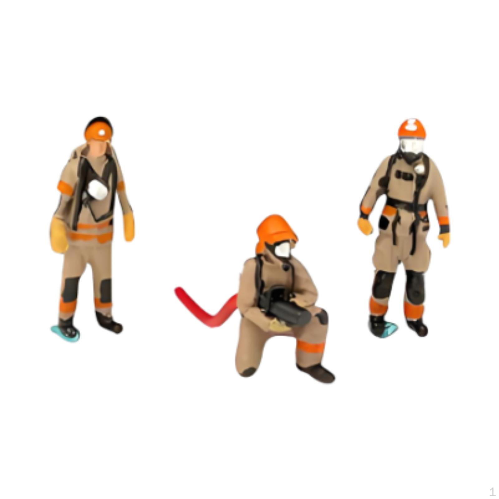 

1/64 Firefighter Figures Realistic Diorama Action Tiny People Model for Photography Props Style A