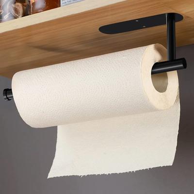 No-Drill Self-Adhesive Paper Towel Holder, SUS304 Stainless Steel, Under Cabinet 12.6’’ Rack for Towels & Wrap, Kitchen/RV/Bathroom
