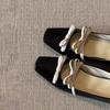 Mary Janes Ballet Flat Shoes French Butterfly Knot Low Cut Versatile Elegant Women's Shoes Round Toe Rubber