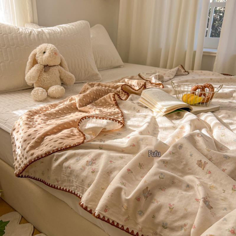 Pure Cotton Baby & Children's Gauze Fluff Blanket - Double Layer Nap/Sofa/Office Air Conditioning Quilt