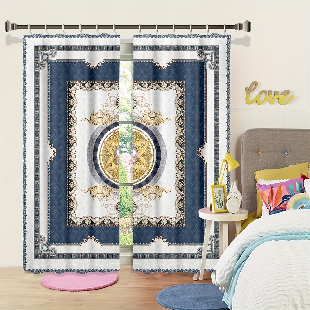 Luxury Black Gold Esthetic Geometric Abstrat Window Curtains Blinds for Kids Bedroom Living Room Kitchen Door Home Decor 2Pieces