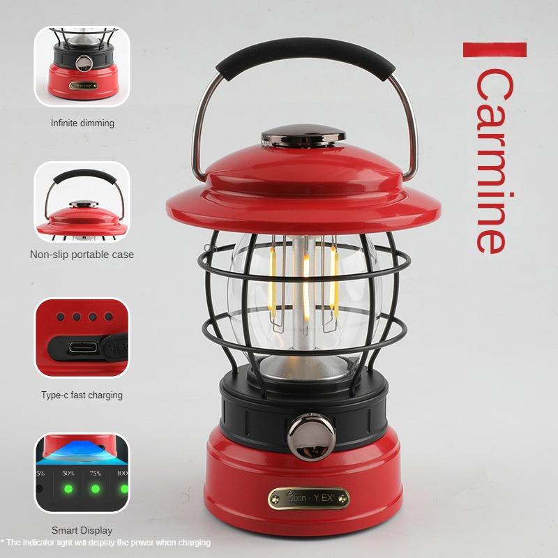 New retro warm white light outdoor camping tent light Type-c rechargeable retro portable horse lantern camp camping light