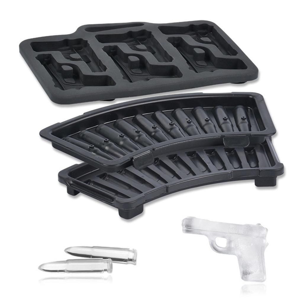 Silicone Ice Cube Tray Guns/Bullet Shaped Ice Mold Easy Release Silicone Mold for Whiskey Cocktails and Juice Beverages