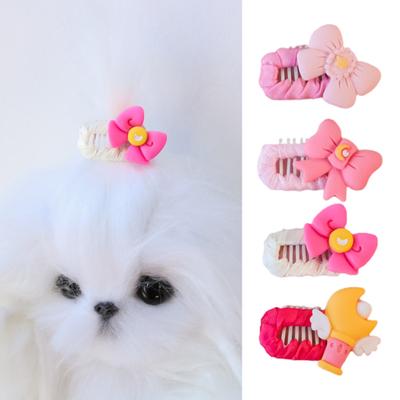 Pet Hair Barrette Lovely Decorative Lightweight Pet Cat Dog Bowknot Hair Clip Pet Accessories