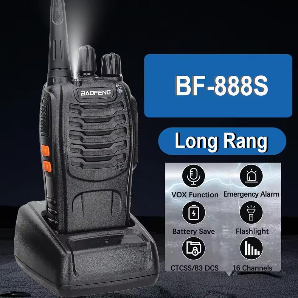 2PCS Baofeng BF 888S Walkie Talkie UHF BF888S Long Range Two Way Ham Portable Radio Transceiver for Hunting Hotel Receiver