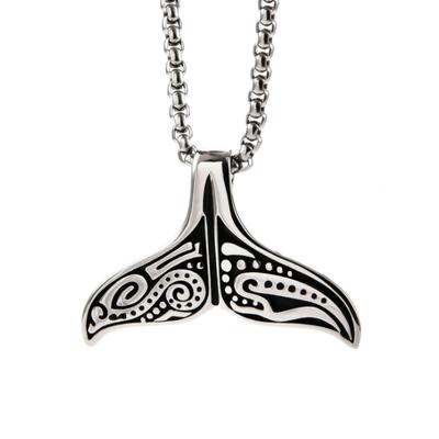 Creative Whale Tail Carved Wave Pendant Mens Necklace Fashion Personality Casual Party Jewelry Gift