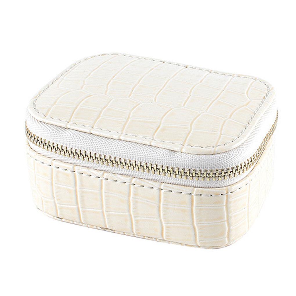 

Women PU Leather Jewelry Box Organizer Earrings Necklaces Decorative Rings Case Travel Storage Packaging Holder білий