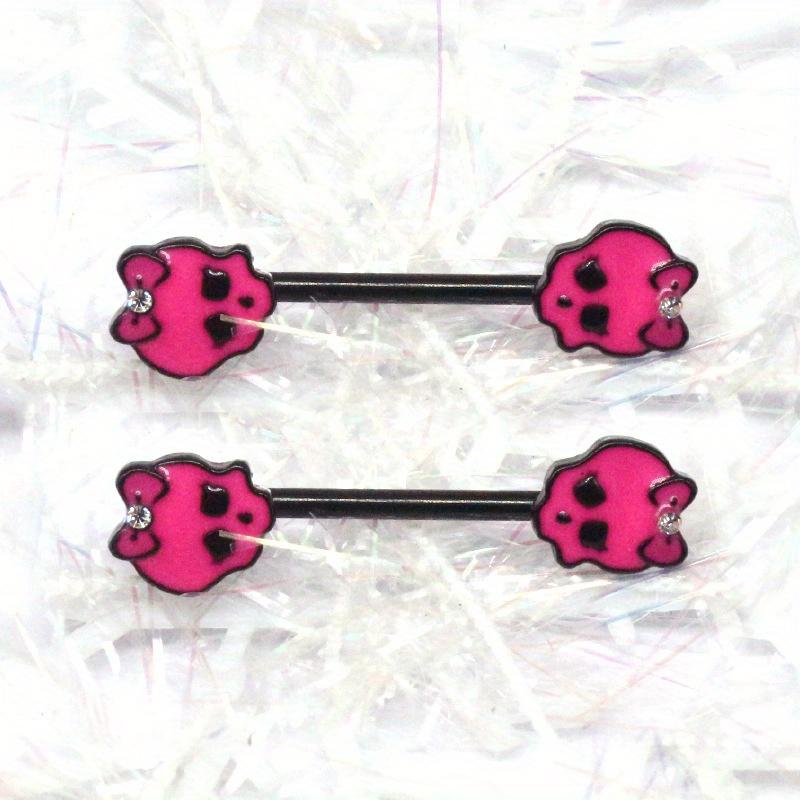 2pc Skull Nipple Ring Demon Nipple Ring Rose Chest Serpentine Nipple Ring Body Piercing Jewelry