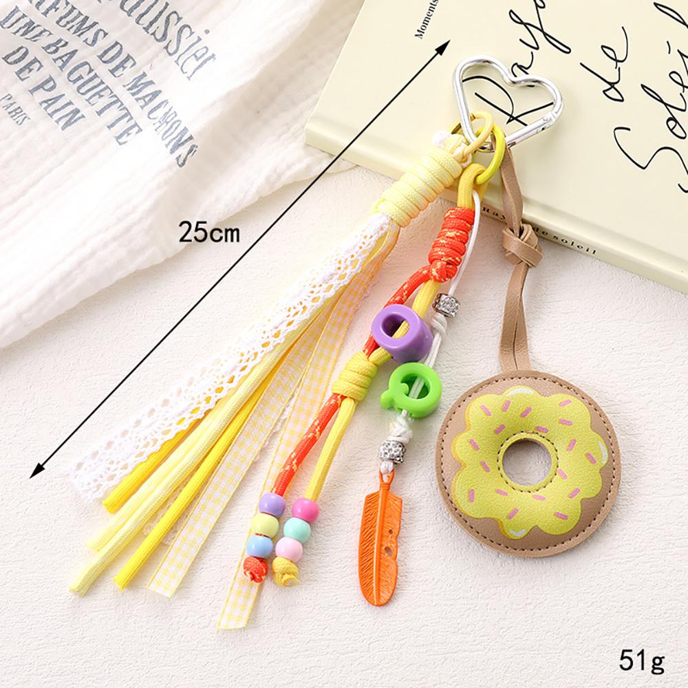 Creativity PU Leather Donut Pendant Woven Rope Letters Beaded Design Bag Charm Accrssories Hanging Piece A317 Bag Charm