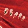 Wear nail piece red and green flower Christmas manicure Wear nail medium and long press on nails