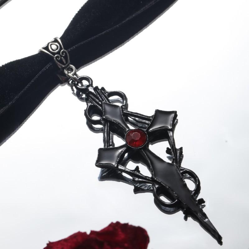 BLINGBAY Colier cu pandantiv pentru femei Tendință de personalitate Colier stil gotic întunecat Punk Rock Colier cruce neagră Cadou de aniversare