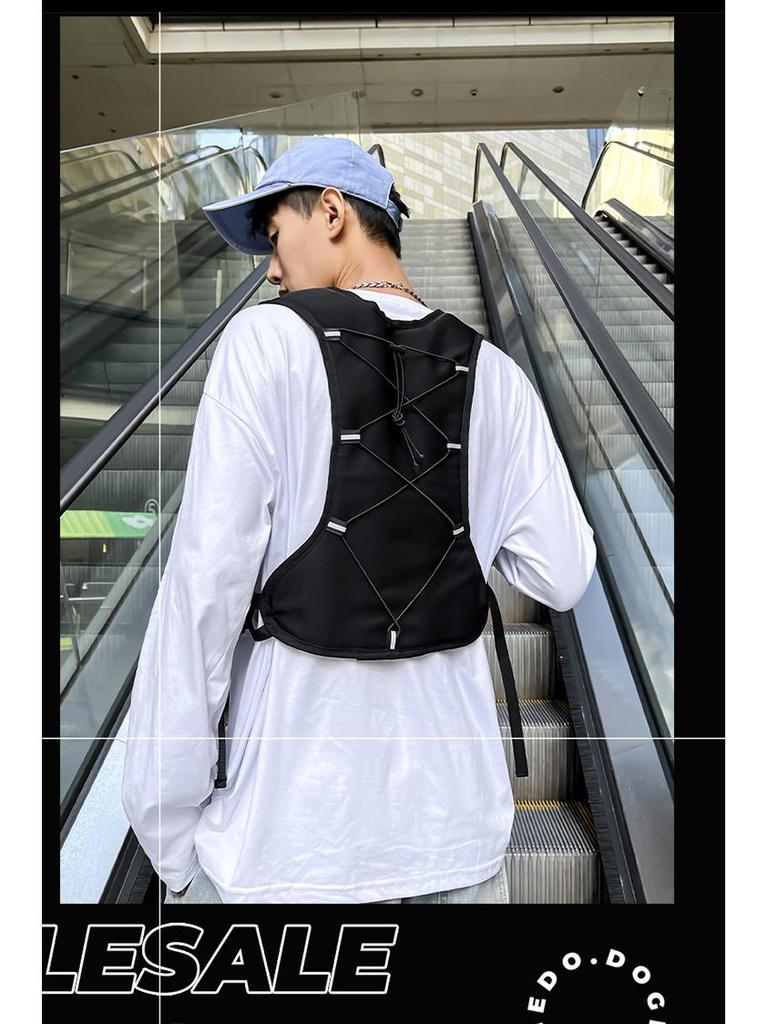 Gilet da Lavoro Riflettente Tattico Zhi Neng Feng Transfrontaliero con Tasche Leggere per Ciclismo e Corsa