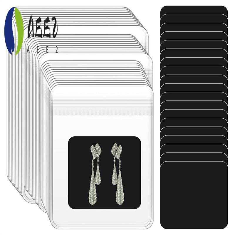 

AEE2-120Pcs Clear Jewelry Plastic Zipper Closure Bags Sets,With Jewelry Anti-Tarnish Paper Tab Strips For Jewelry Gift Card