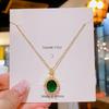 Luxury Full Zircon Red Crystal Pendant Necklace For Women Titanium Steel Girls Couple Lady Gift Fashion Jewelry