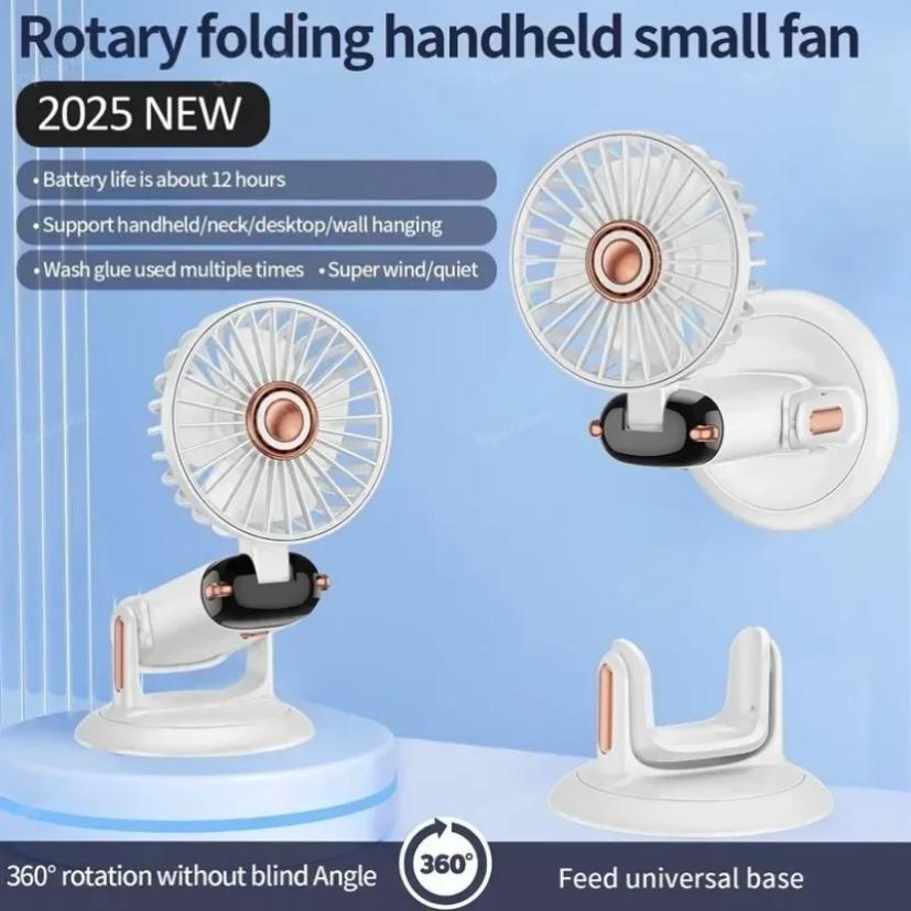 NEW 5 Speed Handheld Mini Fan & Sucker Foldable Portable Neck Hanging Rechargeable Fan Display For Desk Bathroom Gym Home Office