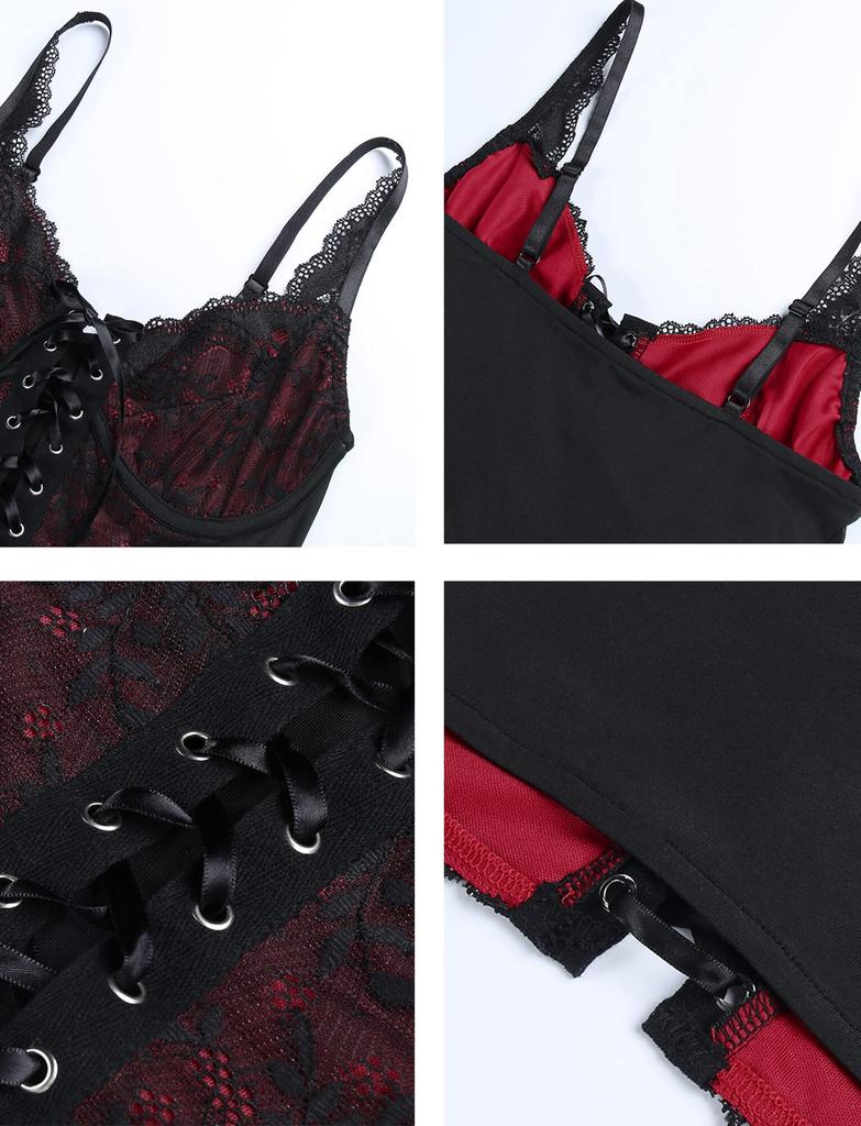 Panegy Sexy Camisole Tank Top Bustier Beautiful and Cute Summer Punk Gothic Carnival Floral Party Size Small Women's Top, Underwear, Outfit, Lace,