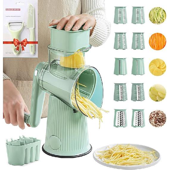 5 In 1 Rotary Cheese Grater Vegetable Slicer for Kitchen, Potato Ricer Microplane, Carrot Shredder Tool-Food Shredders with 5 Sets Interchangeable