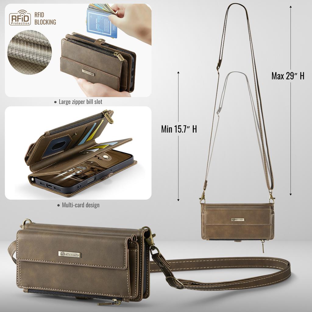 Leather Crossbody Case for Samsung Galaxy S26 Ultra S25 Edge S24 Fe S23 Plus S22 S21 S20 Card Holder Wallet Soft Phone Cover