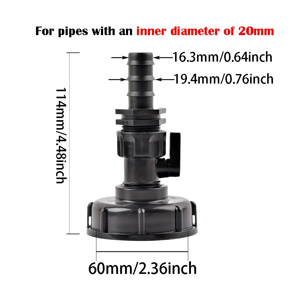 Adapter zbiornika IBC 1000L S60*6 Grubo gwintowany ze złączką do węża ogrodowego 16/20/25mm Złączka do węża Przyłącze rury irygacyjnej