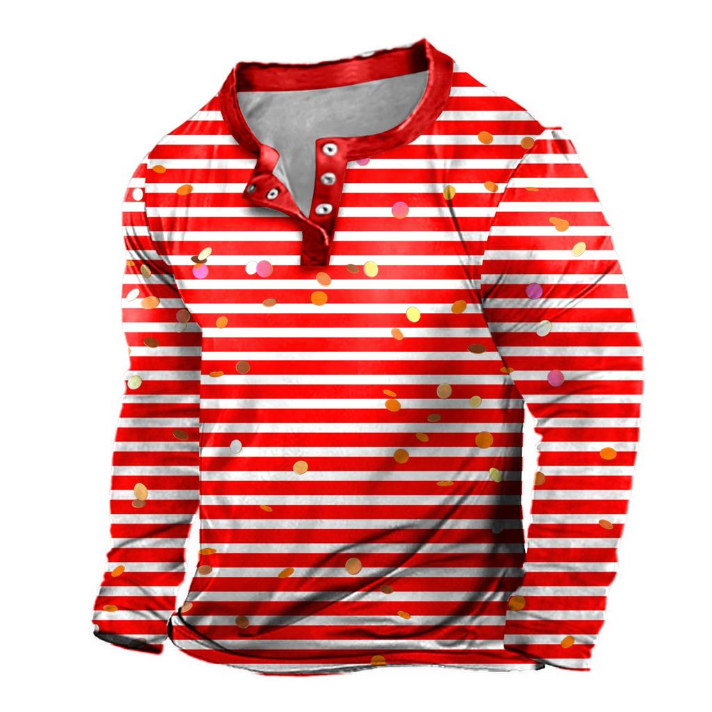 Men's Outdoor Vintage V-neck Button Long Sleeve Fashion Sports T-shirt